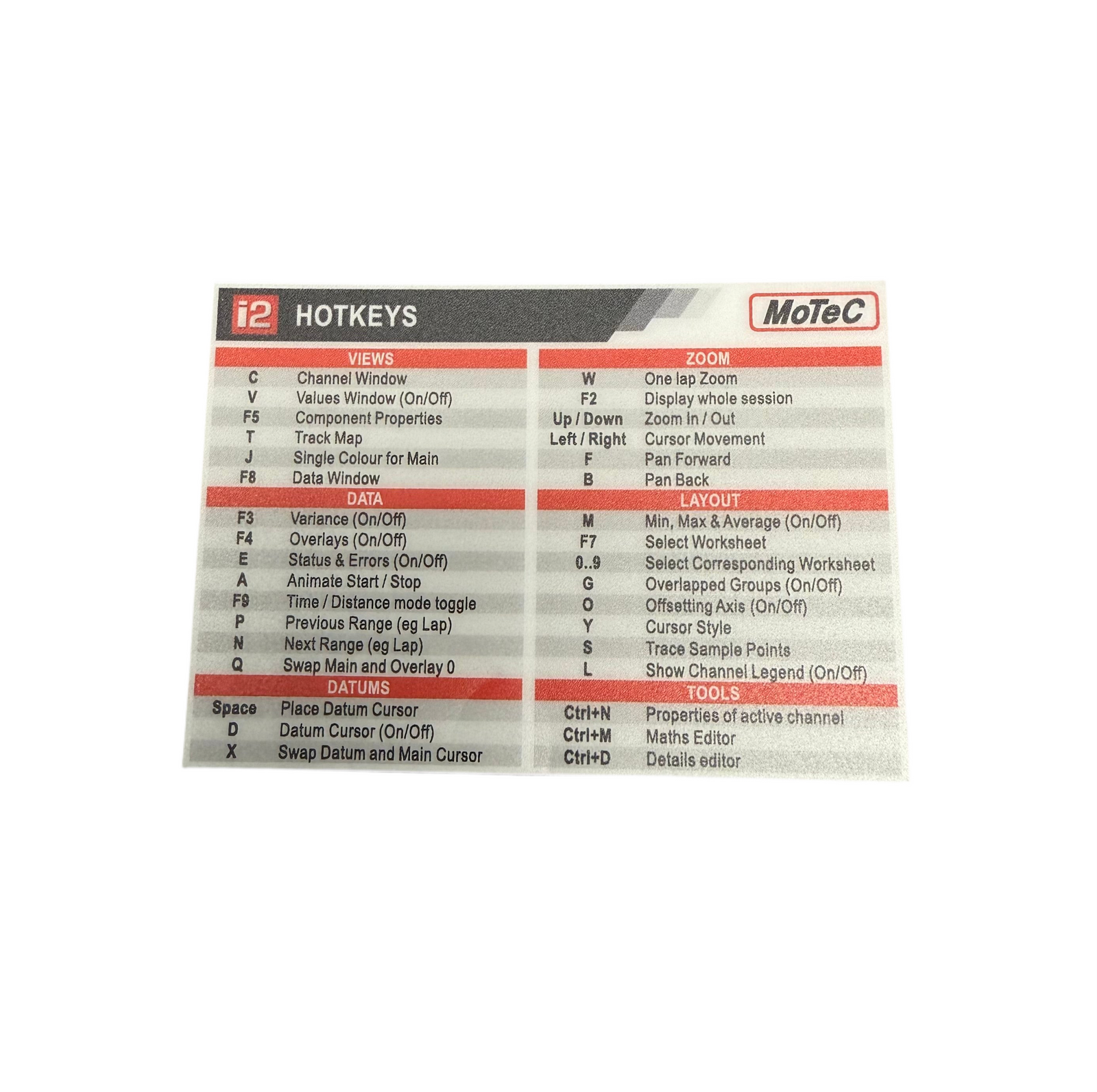 MoTeC i2 Hotkey Laptop Decal